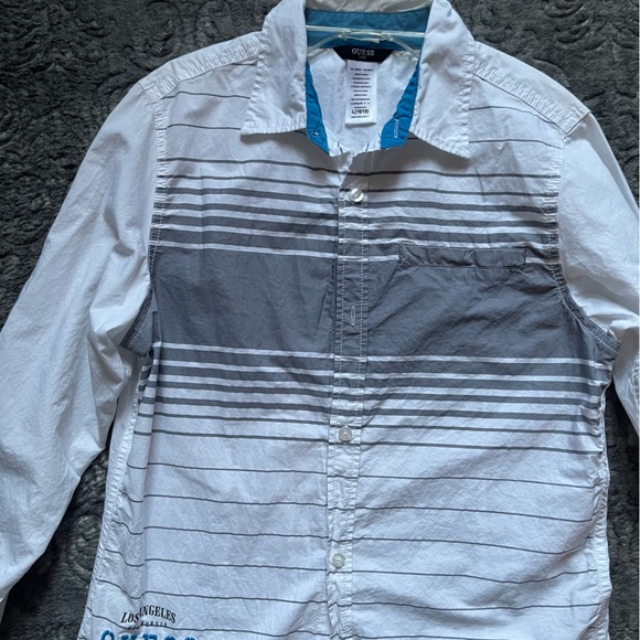 GUESS Kids White Button Down Shirt L (16/18) - Picture 2 of 8